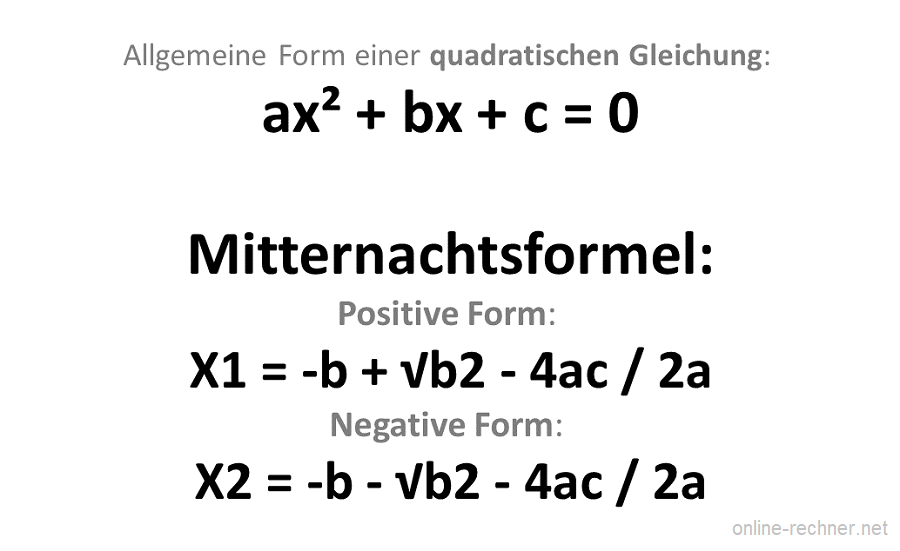 Formula di mezzanotte - formula abc - Calcolo ed esempi